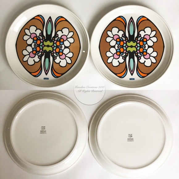 Peter Max Dinnerware 6pc Set Butterfly Vintage 70s Rare Cliff Dwellers Pop Art - Picture 2 of 5